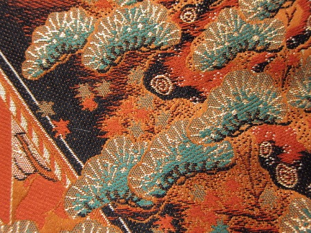   SHIPPING 09a5107 Silk Obi Textile Samurai with Bow Imperial Palace