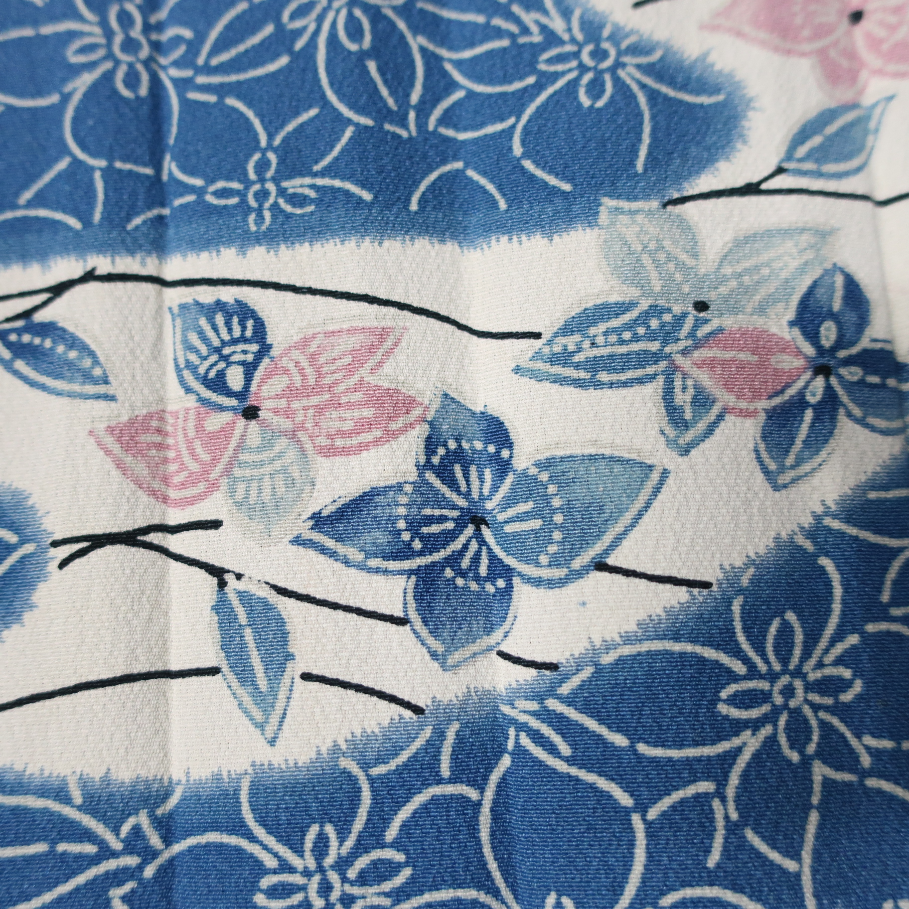 KK1433A1 Silk Kimono Fabric Vintage Flower 74.4x12.6in(189x32cm