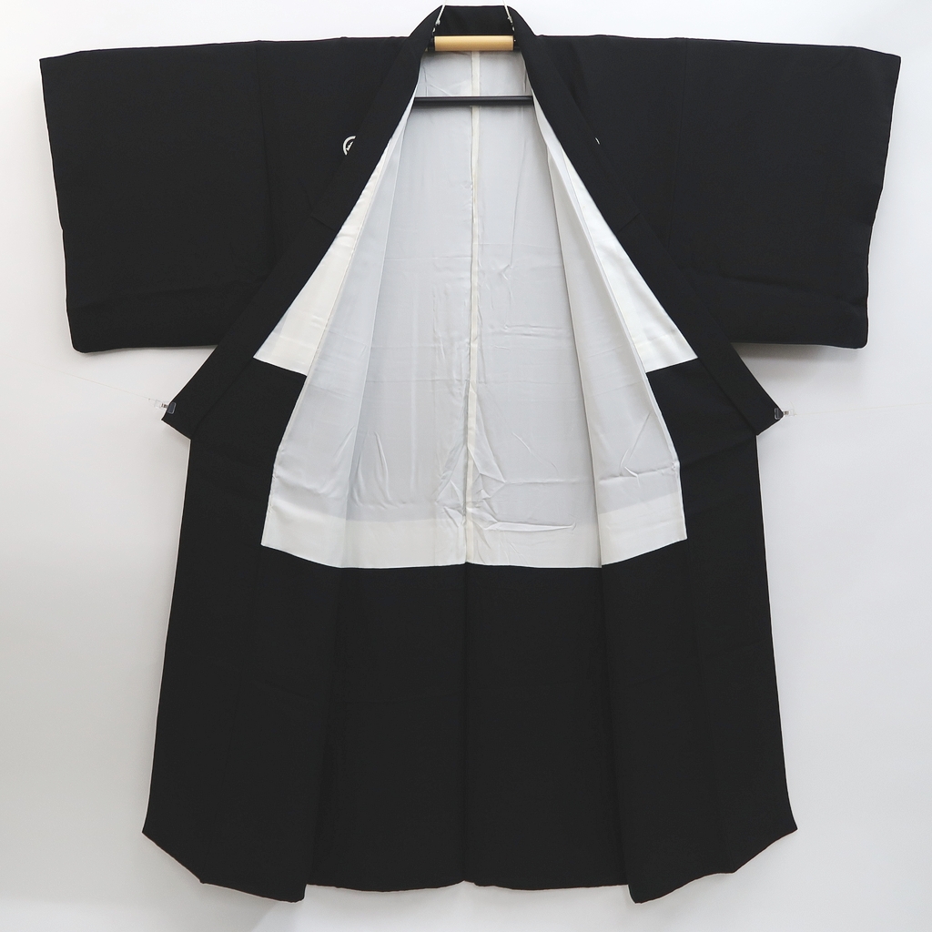 9975C2 Silk Vintage Japanese Kimono Men's Kimono Montsuki Habutae